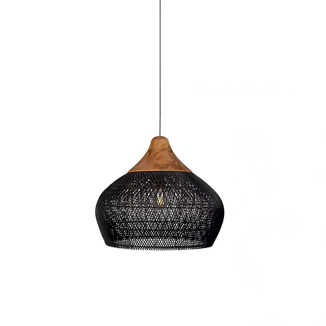 Woven Rattan Wood Plug-In Pendant Light