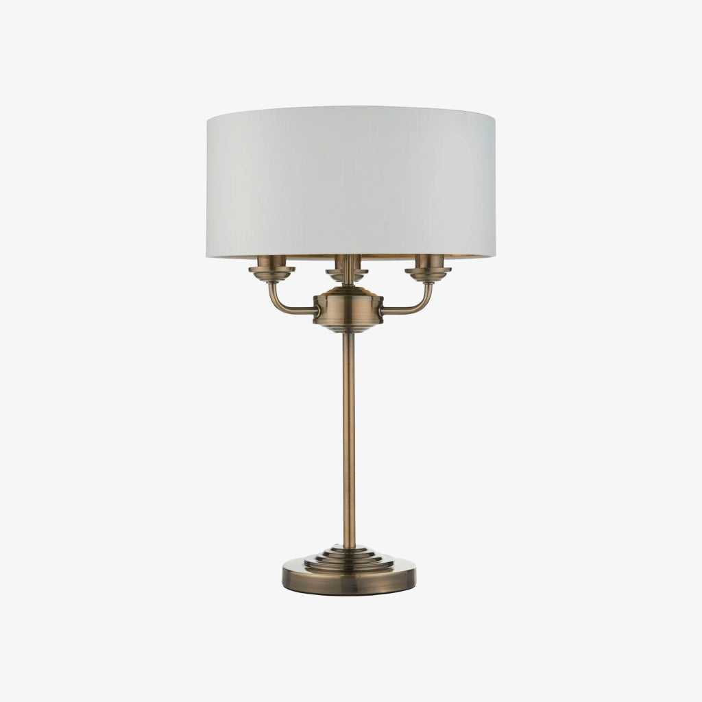 Tela 1‑Light and 3‑Light Table Lamp – Modern Linen & Metal for Bedside or Living Room