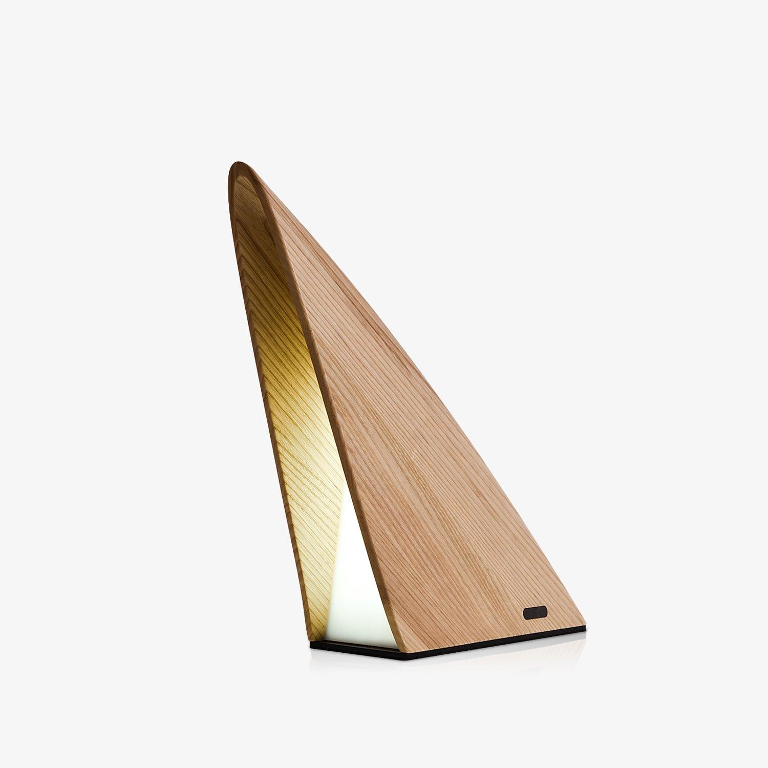 Triangular Table Lamp - Wooden Rechargeable LED for Bedroom & Office