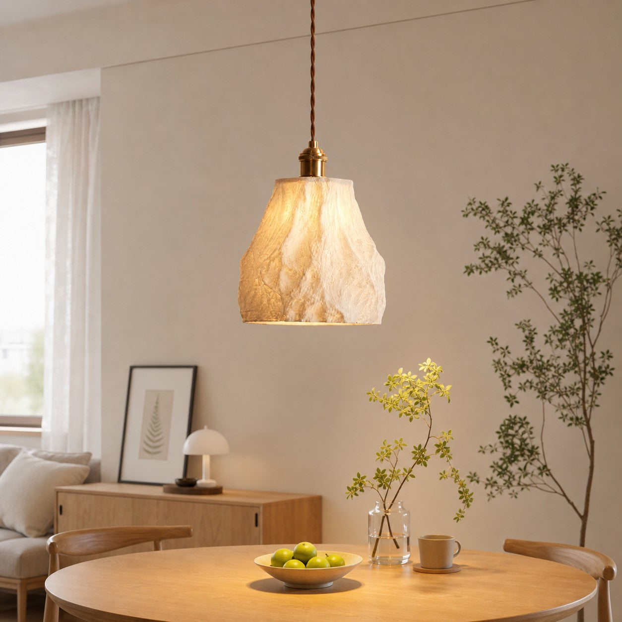 Handcrafted Ceramic Pendant Lamp with Brass Fitting