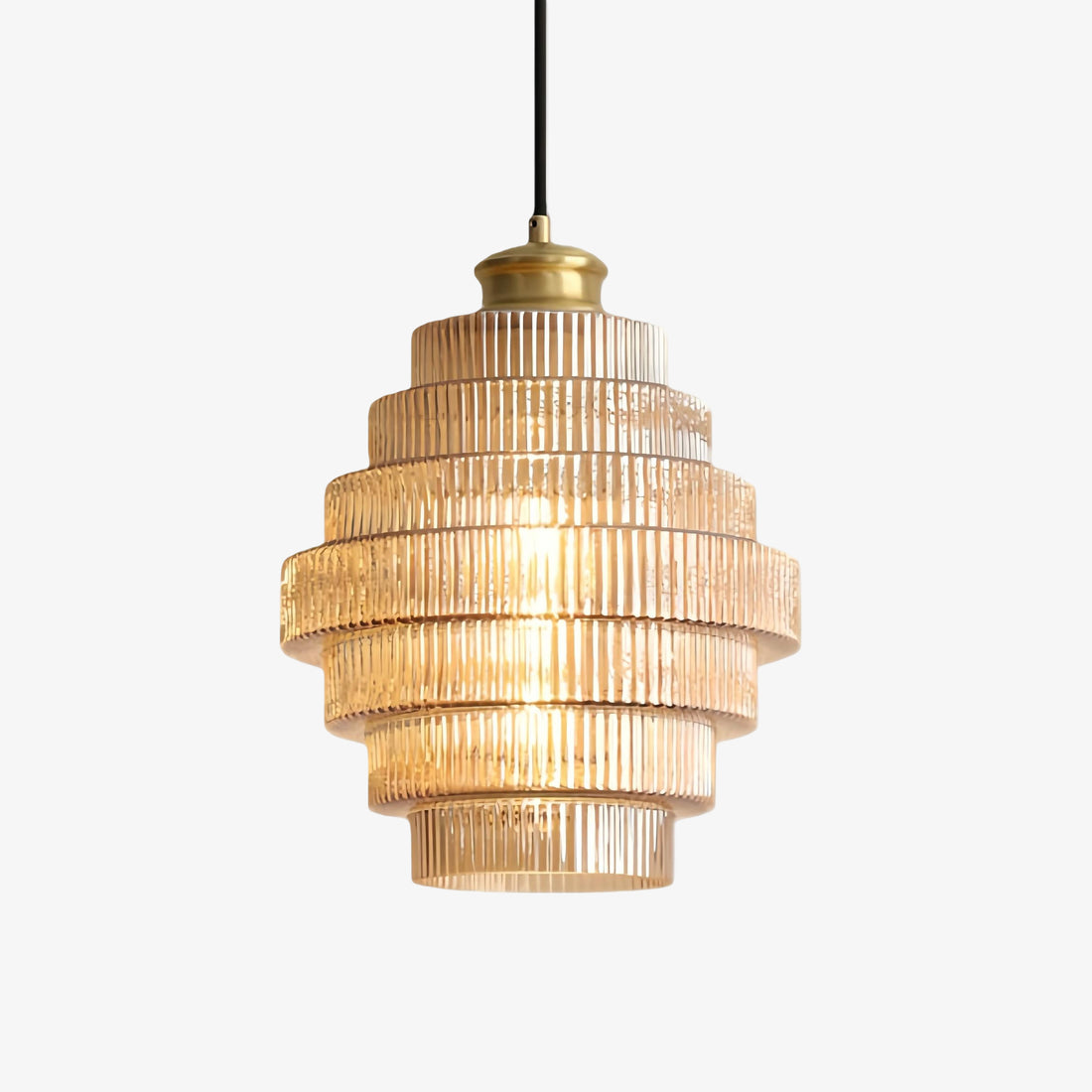 Bottis Vertical Stripe Bottle Pendant - Modern Vintage Glass Pendant Lamp for Lounge