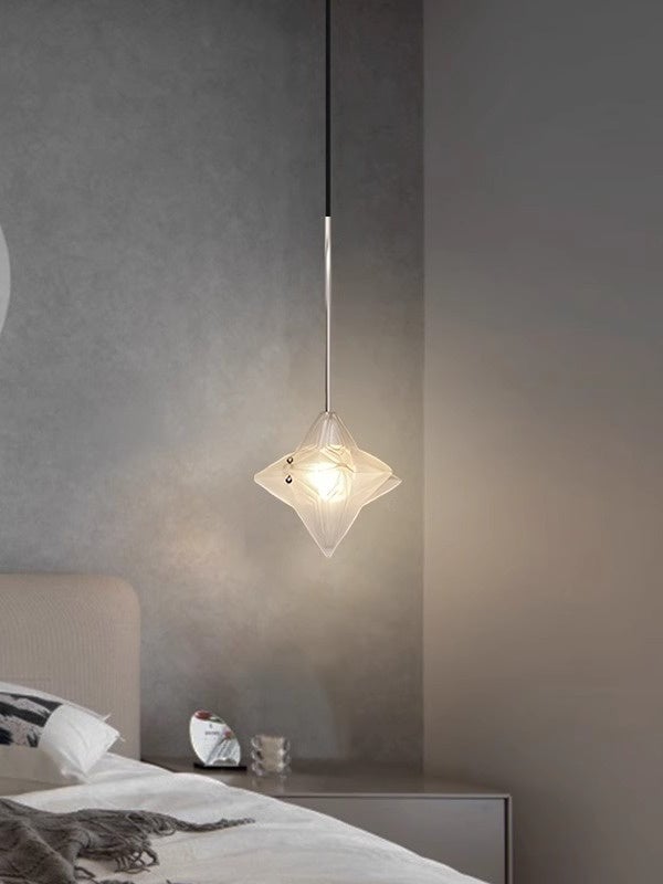 Art Deco Astris Elara Star Pendant Light - Frosted Glass Pendant with Geometric Style