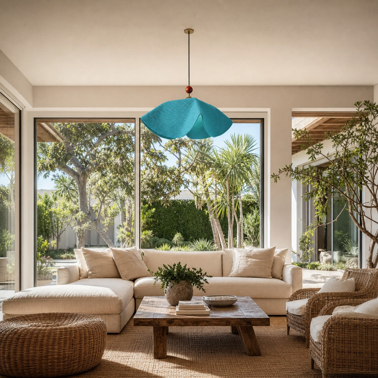 Sculptural Woven Fabric Pendant Lamp