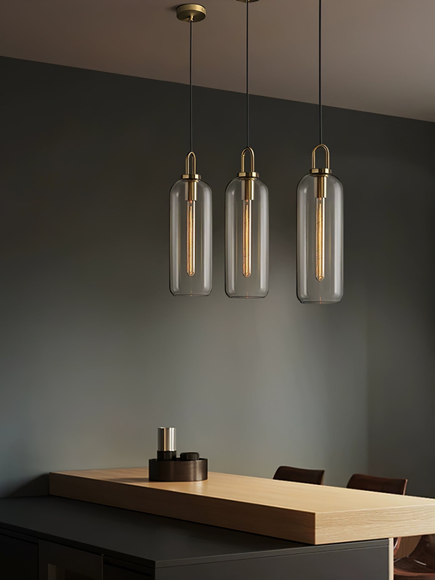 Kupferbeschichtete Glas-Plug-in-Hängeleuchte mit Kabel