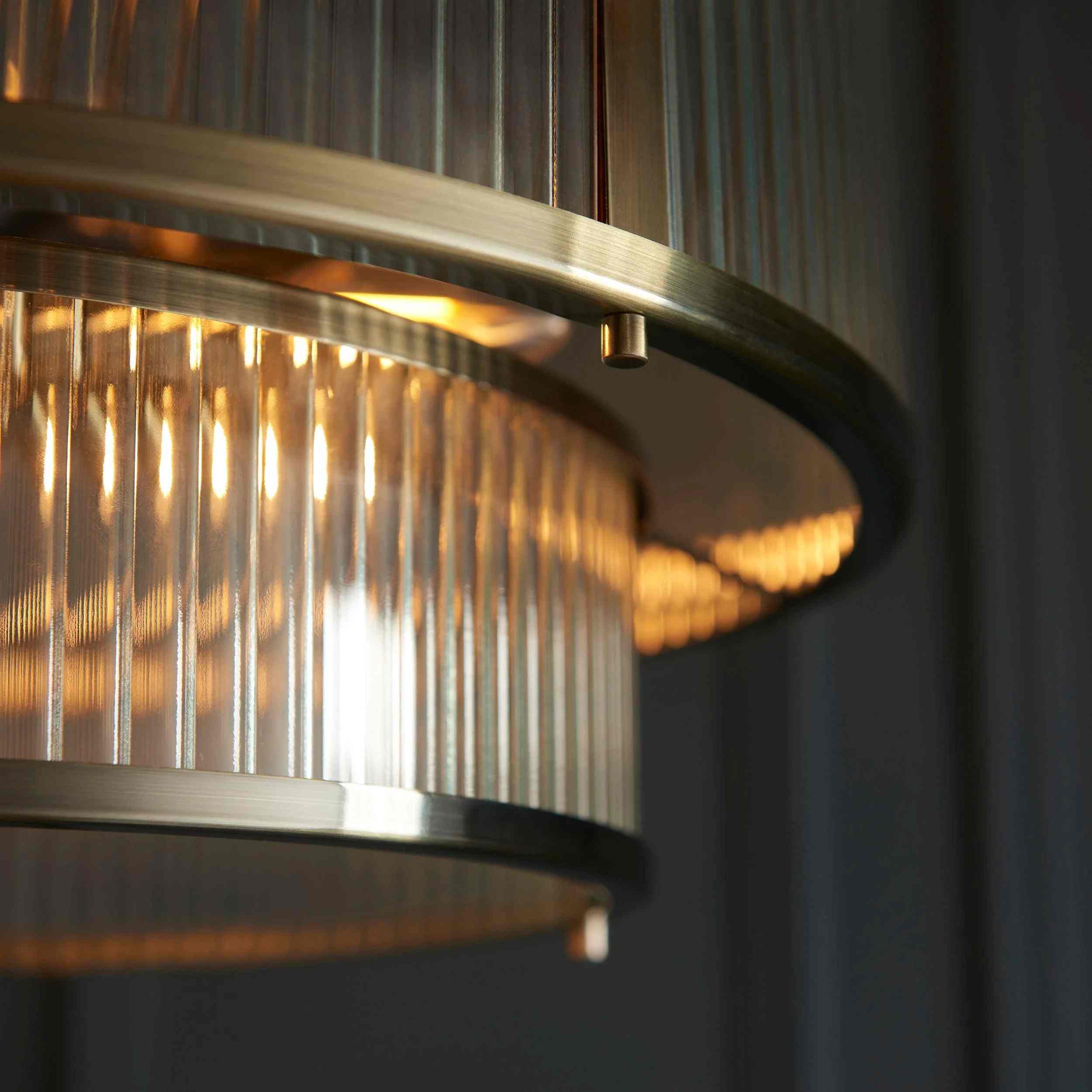 RibGlow Ribbed Glass Pendant Light - Antique Style Pendant Light for Dining Room