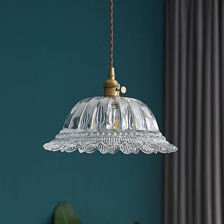 Glass Pendant Light – Vintage Shade Fixture for Kitchen Island Décor
