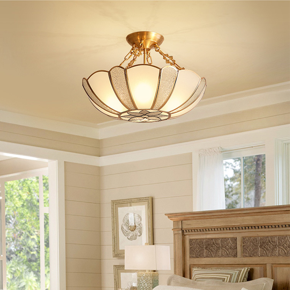 Semi Flush Ceiling Lamp - Traditional Glass Multi-Light Fixture