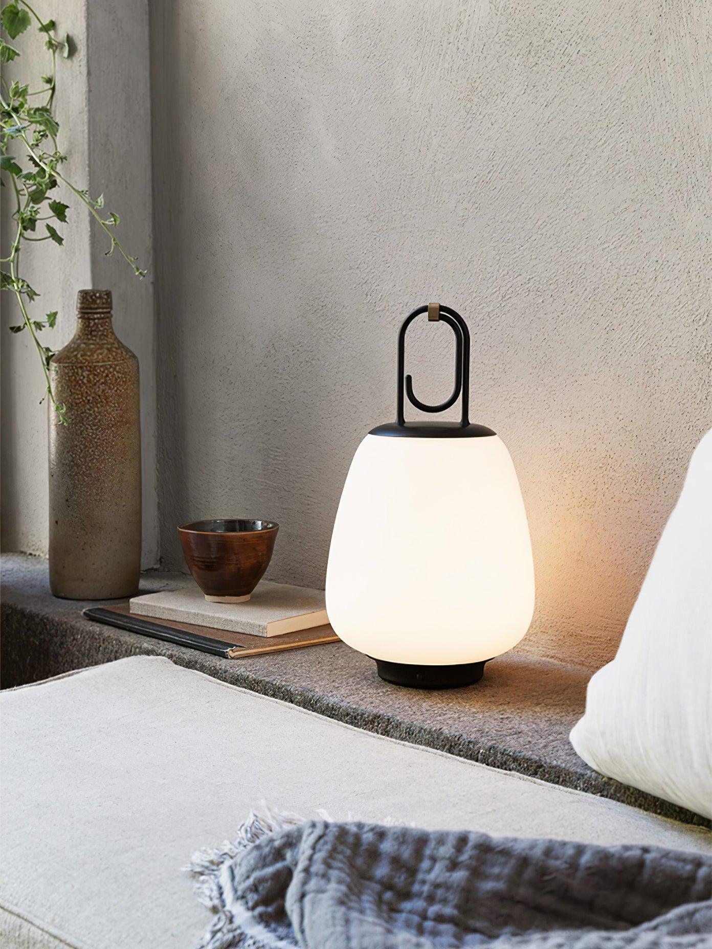 Lantern Table Lamp - USB Rechargeable Nordic Light for Indoor & Patio