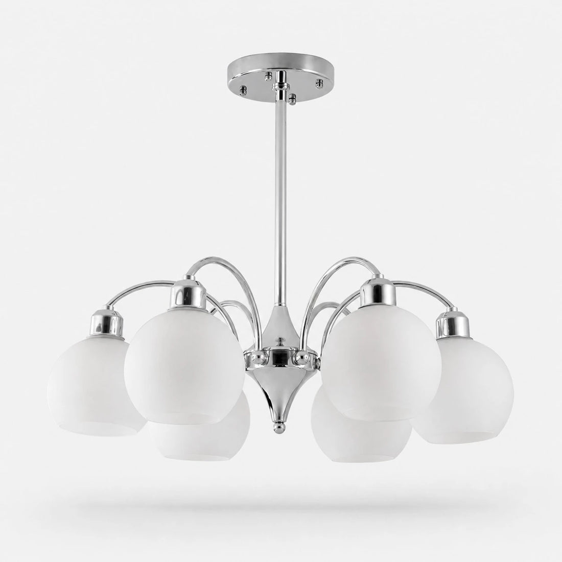 Chrome 6-light glass globe chandelier