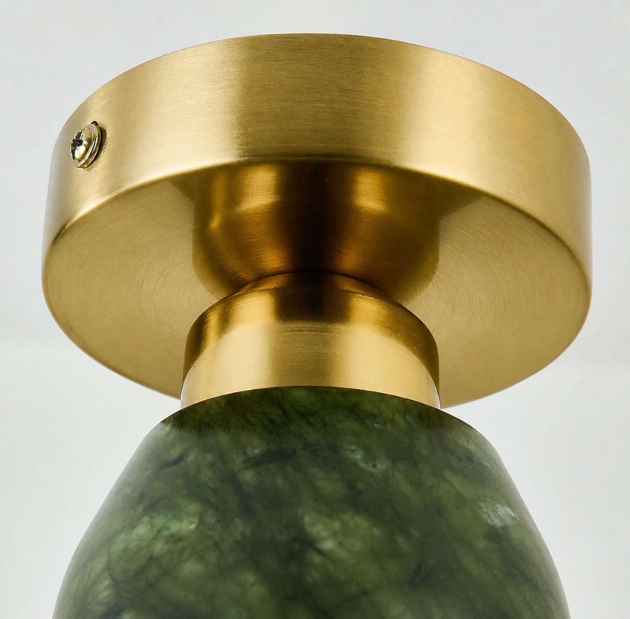 Green Jade and Brushed Brass Flush Mount Ceiling Light