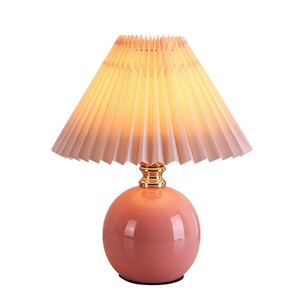 Modern Ceramic Table Light - Mini Fabric Pleated Lamp for Bedroom