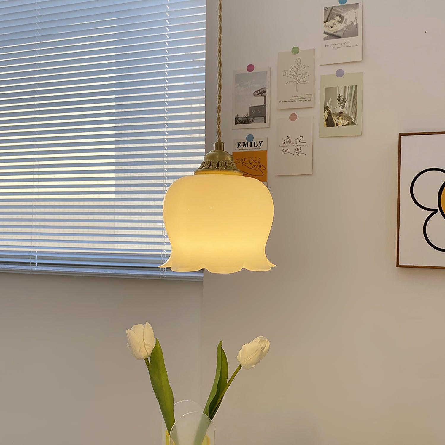 Brass Resin Petal Plug-In Pendant