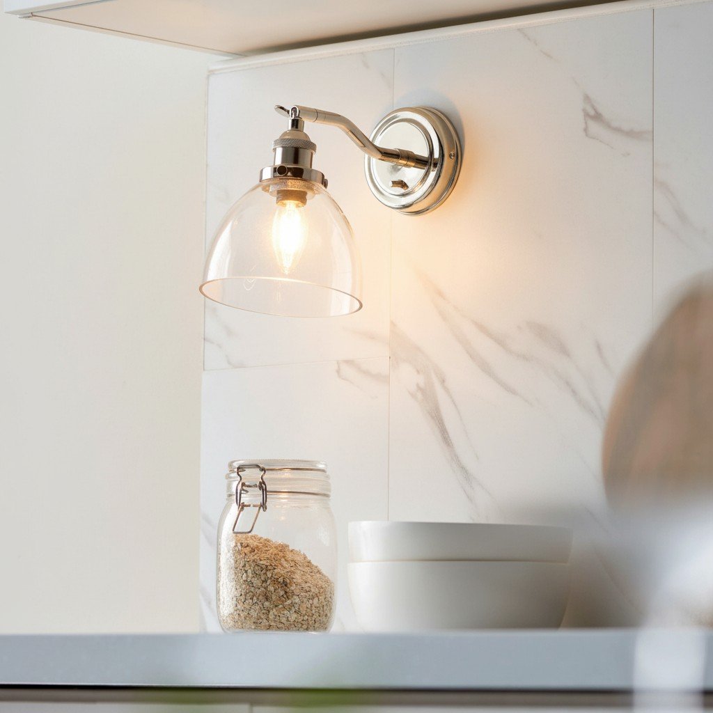 Novera Wall Light Collection – Glass Shade Finishes in Brass Silver Nickel Copper – Residential and Boutique Hospitality