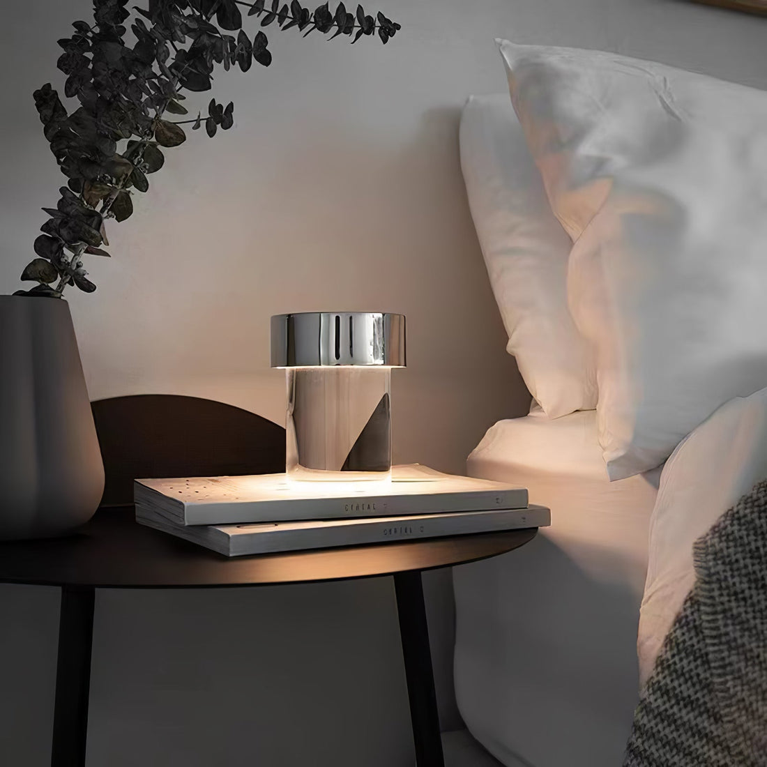 Tragbare Tischlampe – wiederaufladbare Glaslampe für Wohnzimmer und Schreibtisch