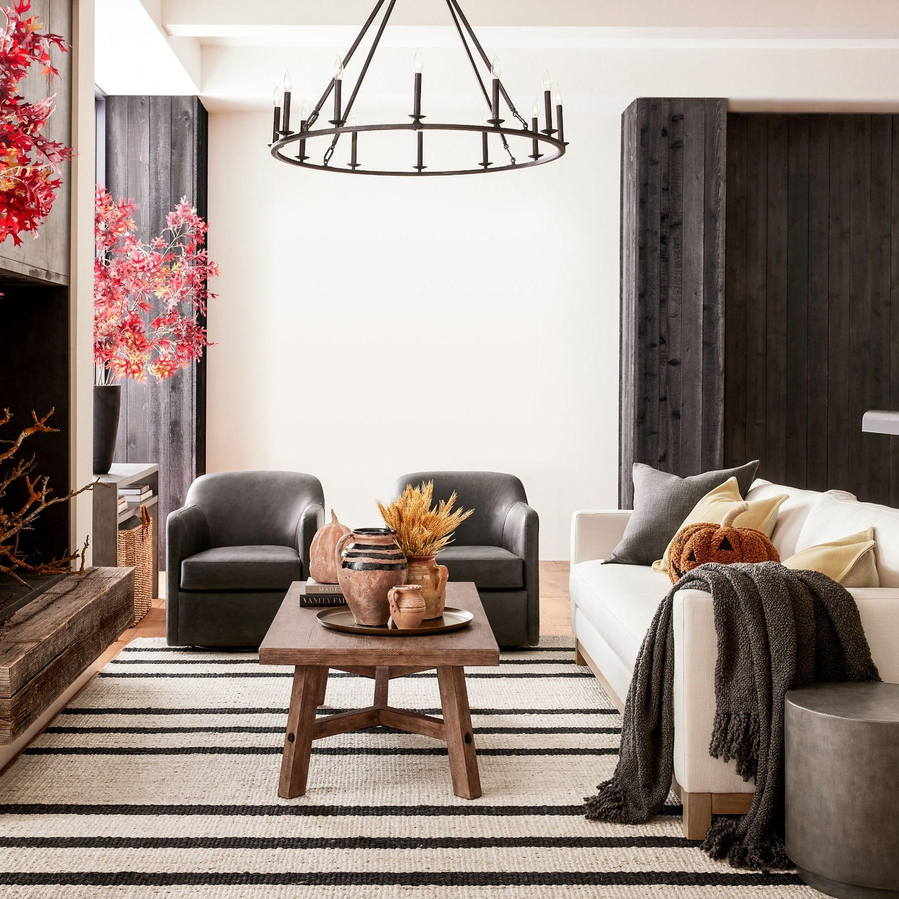 Rowan Rustic Iron Chandelier - Round Wagon Wheel Lamp for Living Room