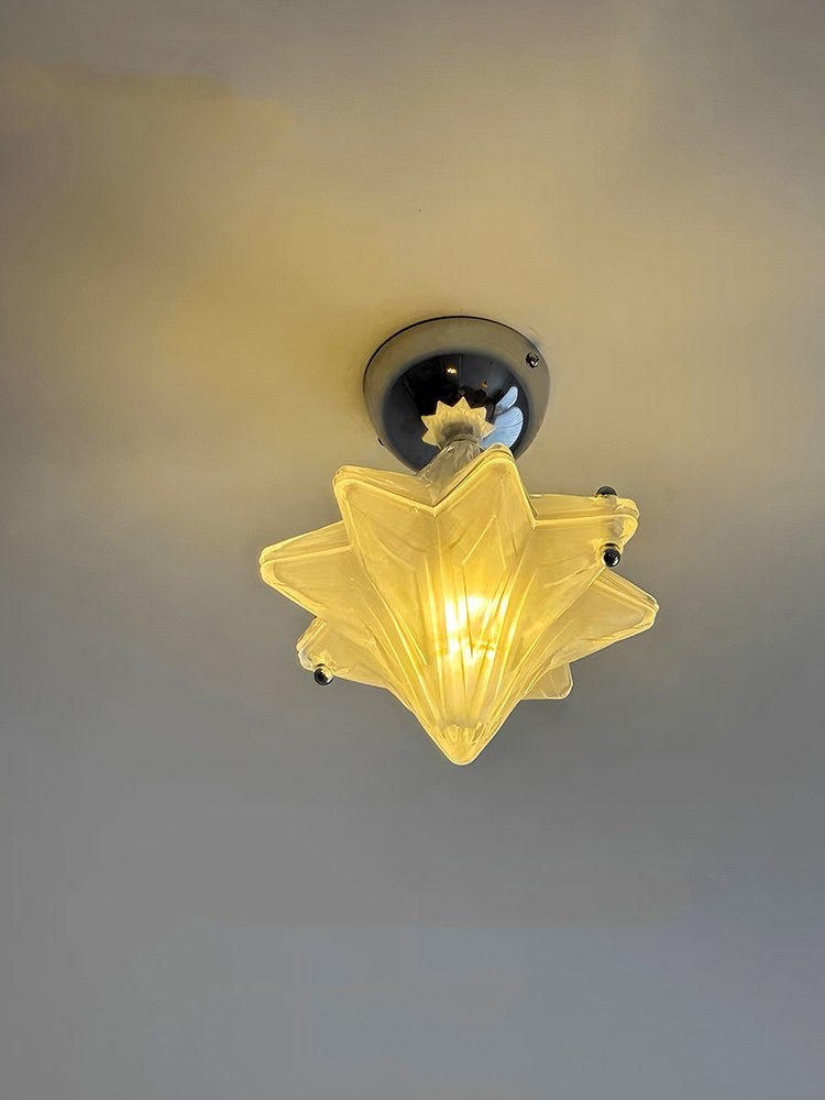 Art Deco Star Ceiling Lamp - Frosted Glass Fixture for Hallway & Entryway - Astris Ceres