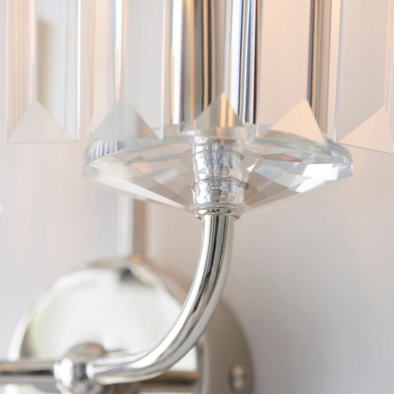 Beveline Faceted Clear Cut Glass Wall Light - Classic metal sconce for hallway and living room