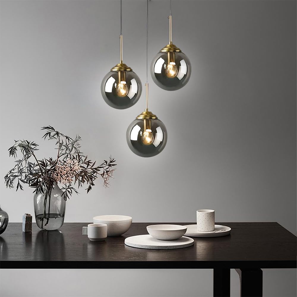 Glass Orb Pendant Light -  Industrial Ball Metal Lamp For Living Room