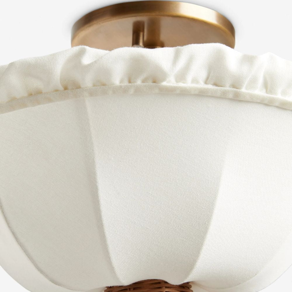 Wickara Ceiling Light Wicker Parasol Shade – Mixed-Material Ceiling Fixture for Living Room or Hallway