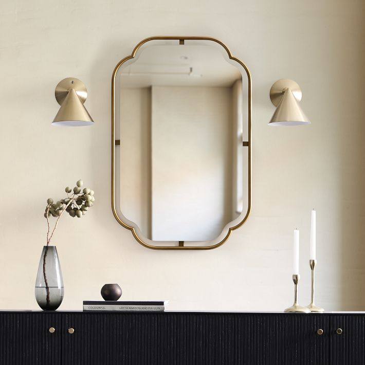 Brivana Modern Metal Wall Light - Cone Brass Sconce for Hallway