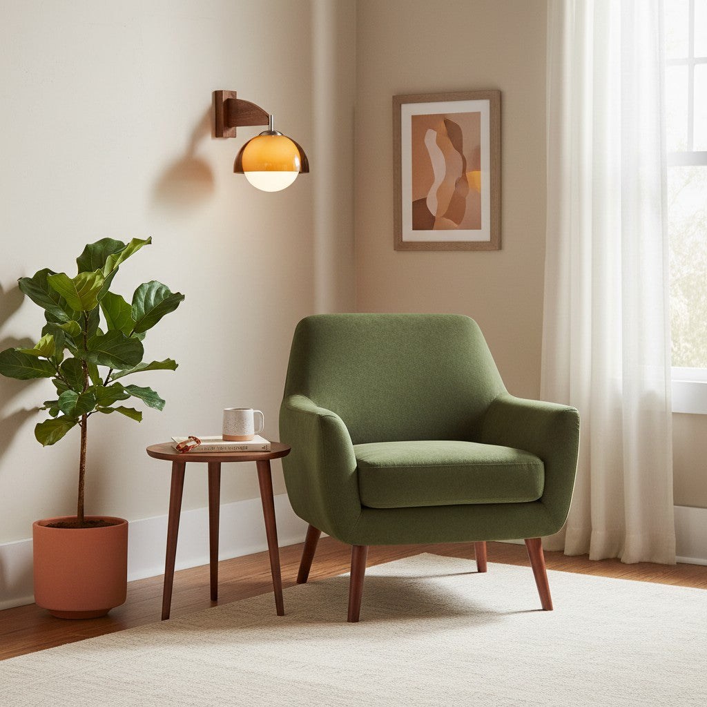 Afterglow Modern Sunset Wall Lamp – Dual Glass Shade Design with Wood-Texture Base