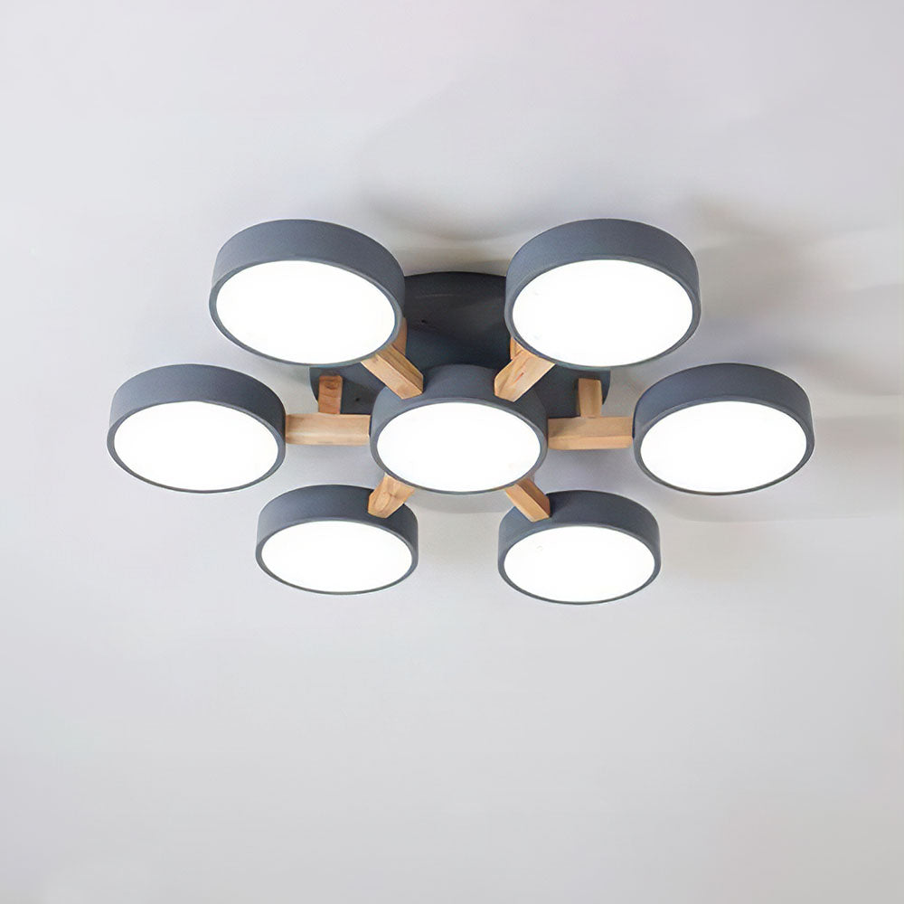 LED Ceiling Light – Modern Iron Wood Fixture for Bedroom Ambiance