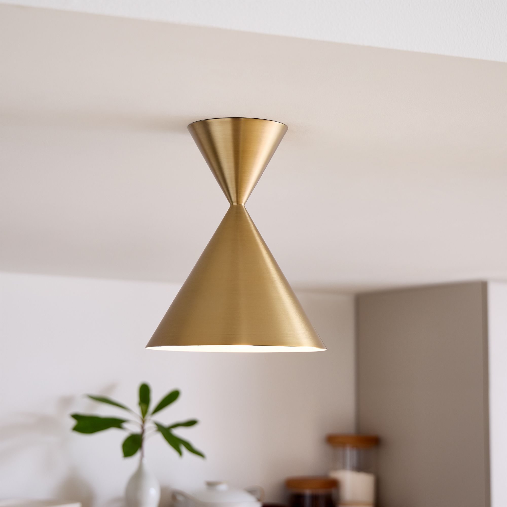 Brivana Metal Semi-Flush Ceiling Light - Modern Cone Lamp for Hallway
