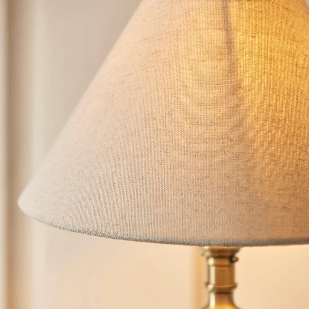 Zevatik Table Lamp with Slim Stem and Linen Shade for Bedside Lighting