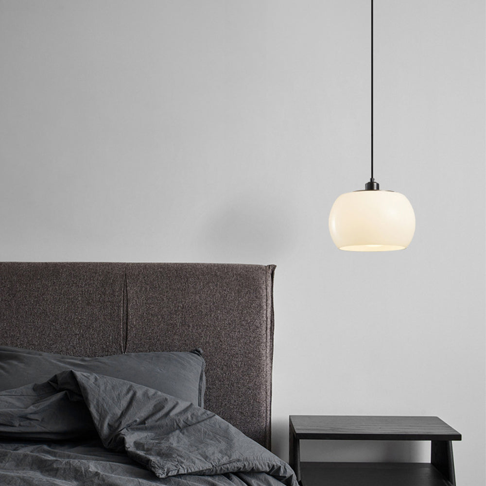 Bauhaus Glass Pendant Lights - Modern White Orb Lamp for Bedroom