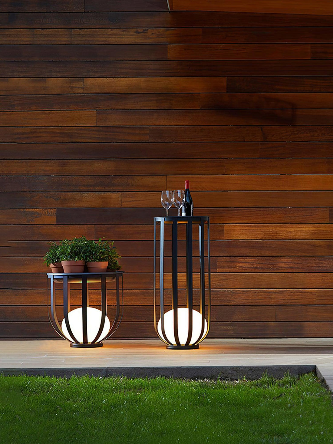 Garden Outdoor Floor Lamp - Dimmable LED Light with Tray & Flower Pot