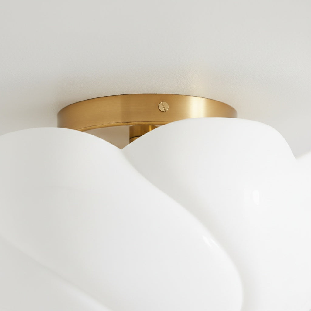 Modo Ceiling Light –Minimalist Glass Shade with Sleek Brass Frame for Dining Room or Office