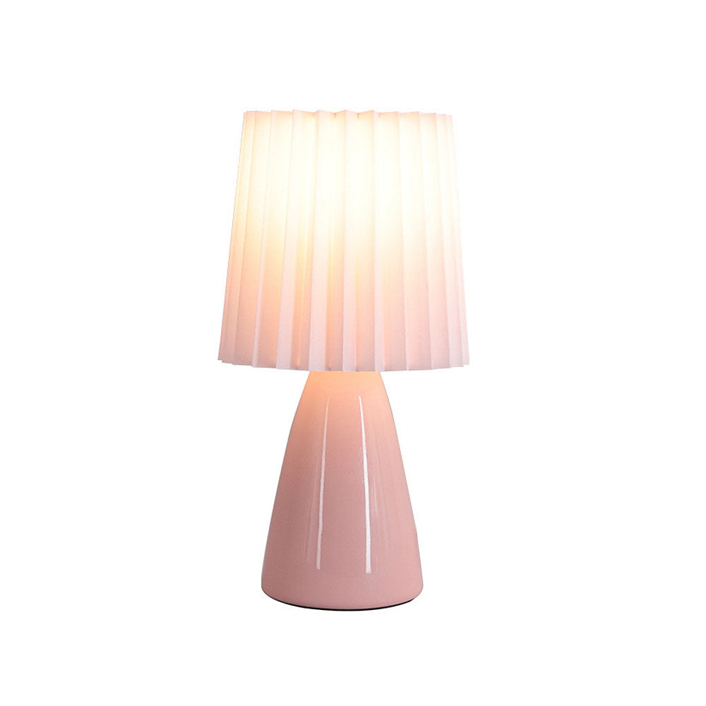 Modern Mini Table Lamp - Simple Fabric Shade with Metal Base