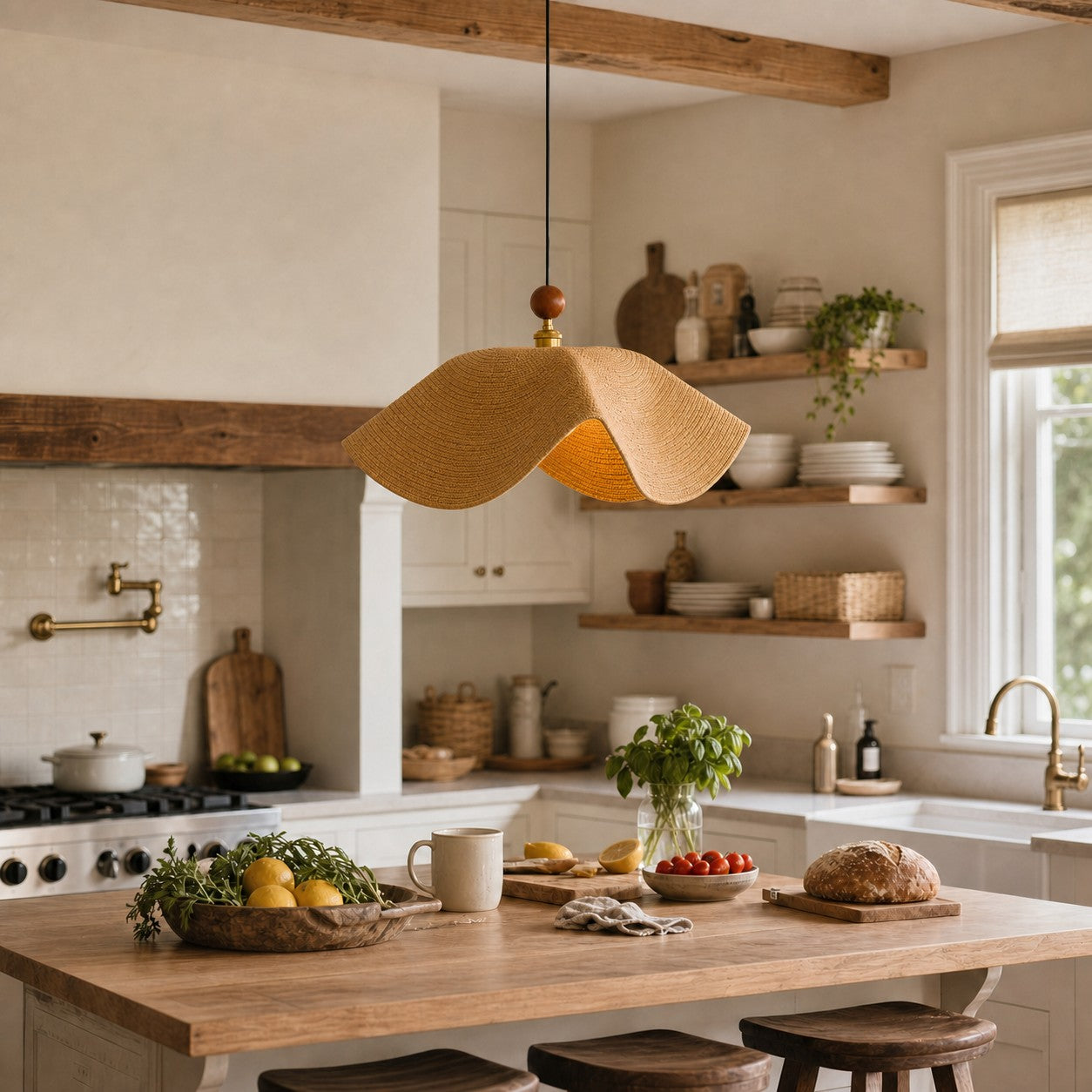 Sculptural Woven Fabric Pendant Lamp