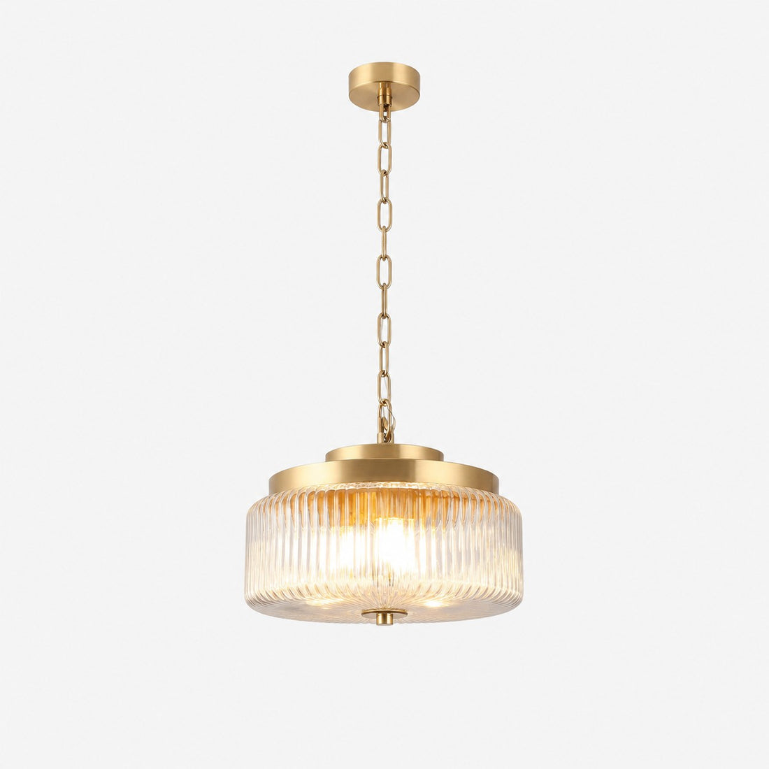 Antique Brass Ribbed Glass Ceiling Light