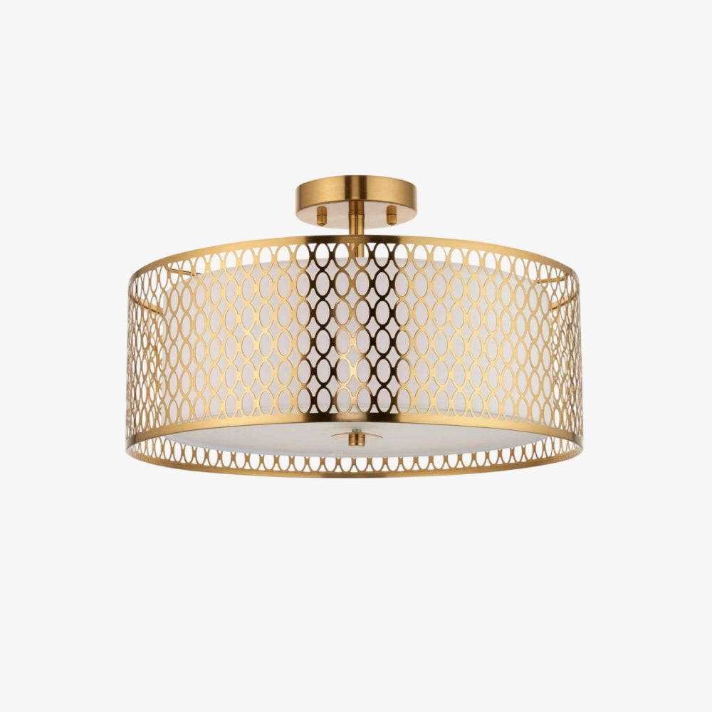 Liorin Geometric Mesh 3‑Light Flush Ceiling Light - Mesh Metal Lamp for Living Room or Hallway