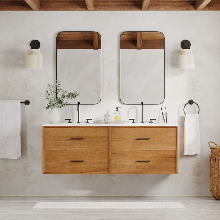 Hanton Brass Damp Rated Sconce - Modern Glass Wall Light for Bathroom