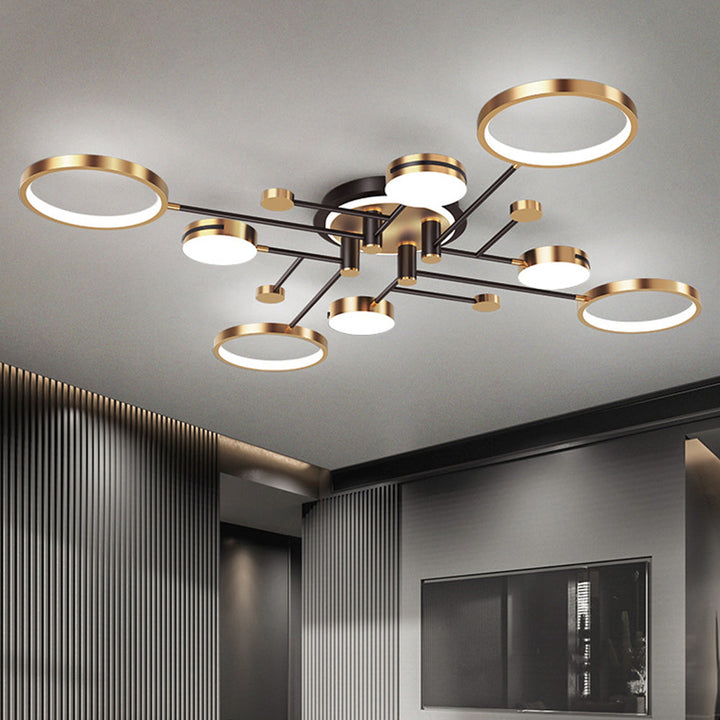 Gold Circle Ceiling Light - Creative LED Living Room Lighting Modern
