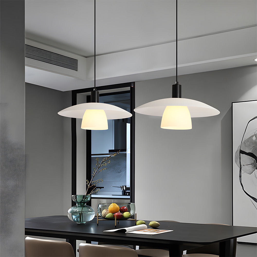 Modern White Glass Pendant Lights - Frosted Design for Living Room