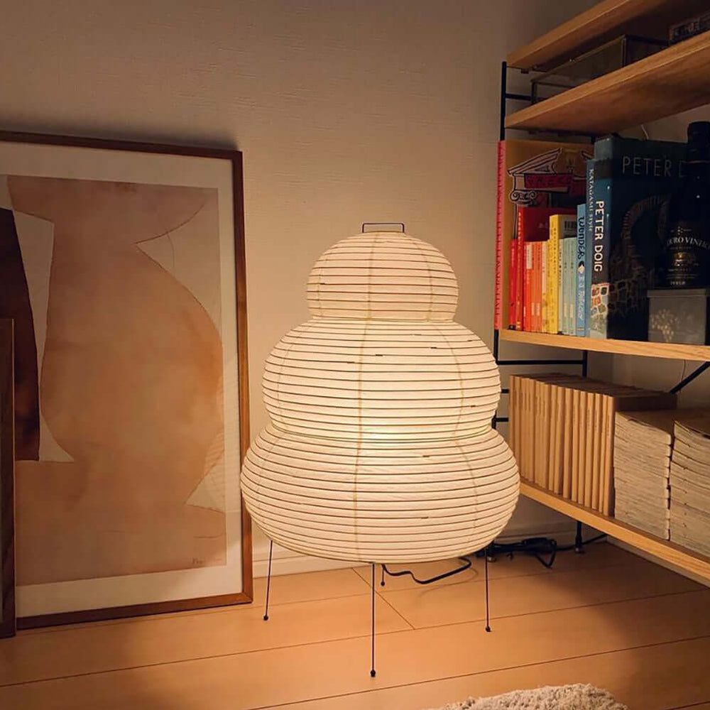 Japanisch inspirierte Papiertischlampe – Maulbeerpapierlampe fürs Schlafzimmer