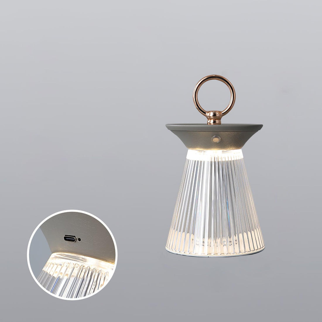 Gerippte Acryl-Tischlampe – USB-integriertes Batterielicht für Schlafzimmer