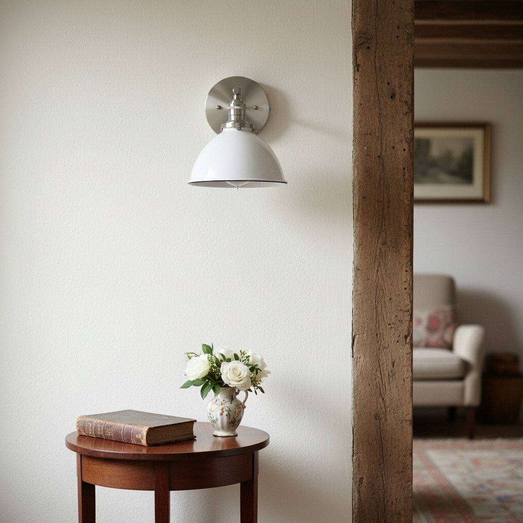 Conique Wandleuchte aus Metall – Weißer Metallschirm – Industrielle moderne Beleuchtung