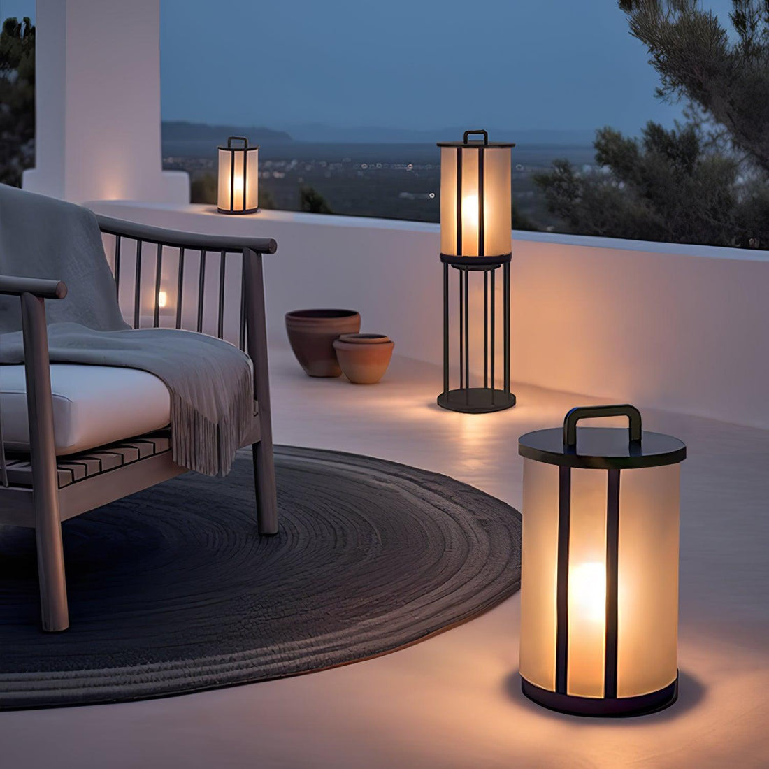 Runde Laterne Außenlampe - Acrylsäule Warmes Licht für den Gang
