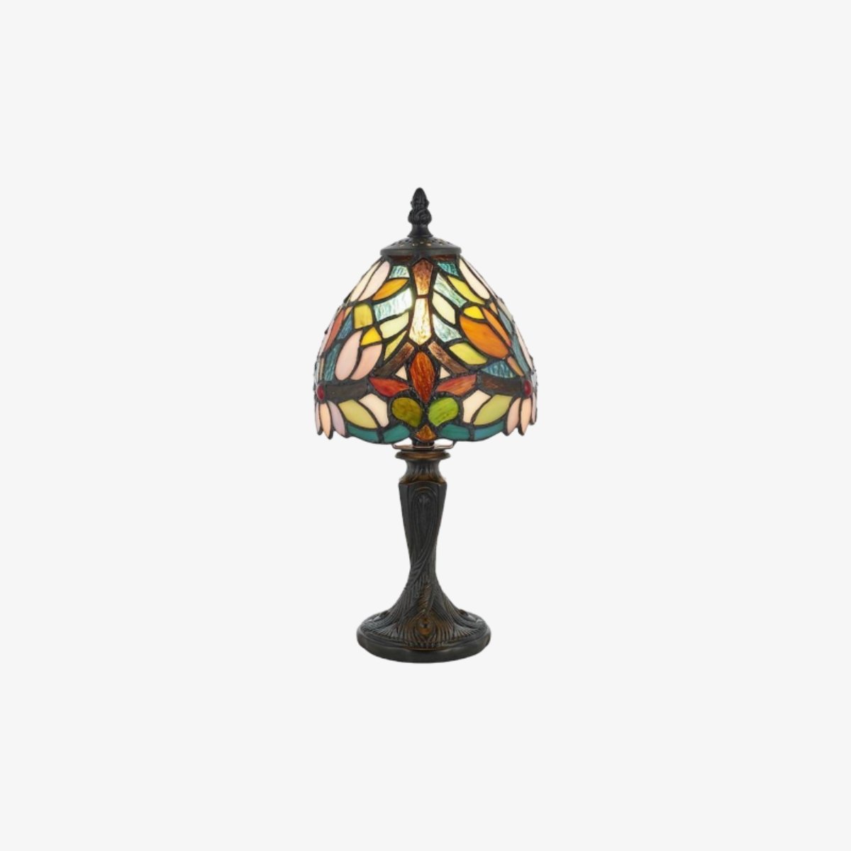 Calyra Vintage Floral Stained Glass Table Lamp — Art Deco Tiffany Style Accent Light for Bedside and Living Room