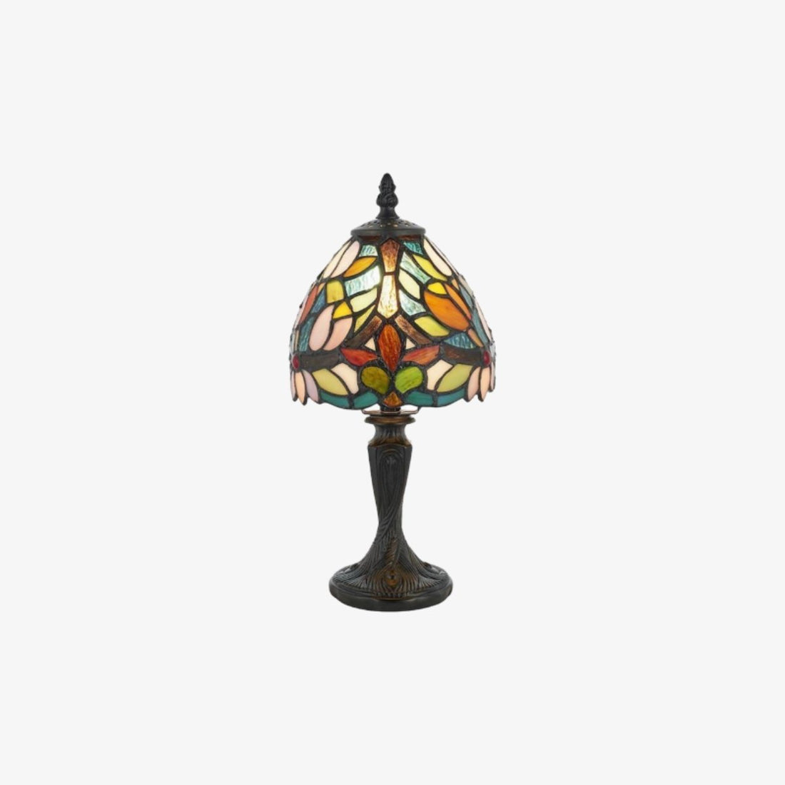 Calyra Vintage Floral Stained Glass Table Lamp — Art Deco Tiffany Style Accent Light for Bedside and Living Room