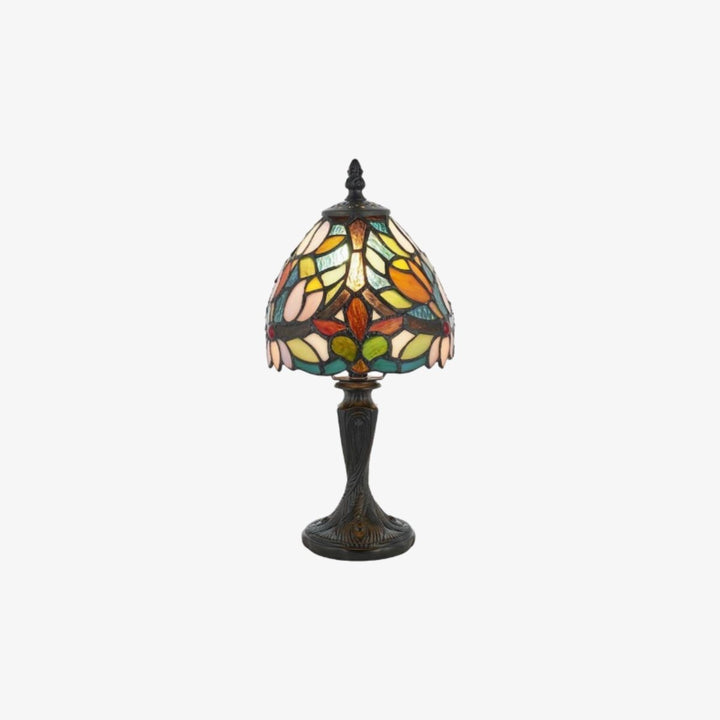 Calyra Vintage Floral Stained Glass Table Lamp — Art Deco Tiffany Style Accent Light for Bedside and Living Room
