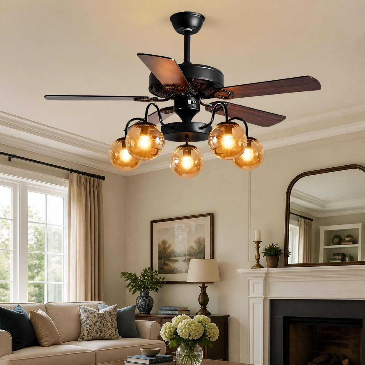Rustikaler Deckenventilator mit Licht
