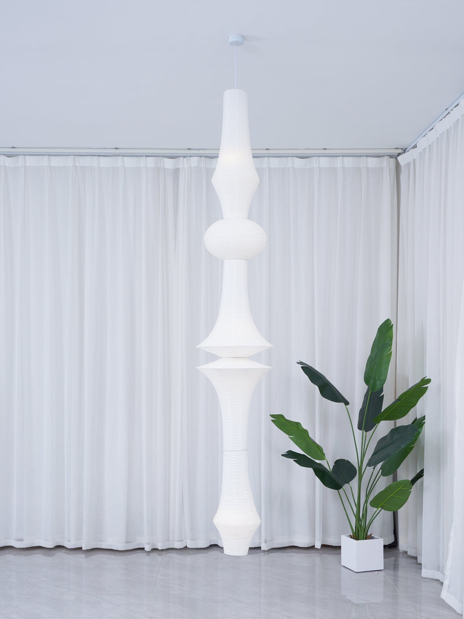 Washi Paper Pendant Light - Japanese Handcrafted Lamp for Living Room