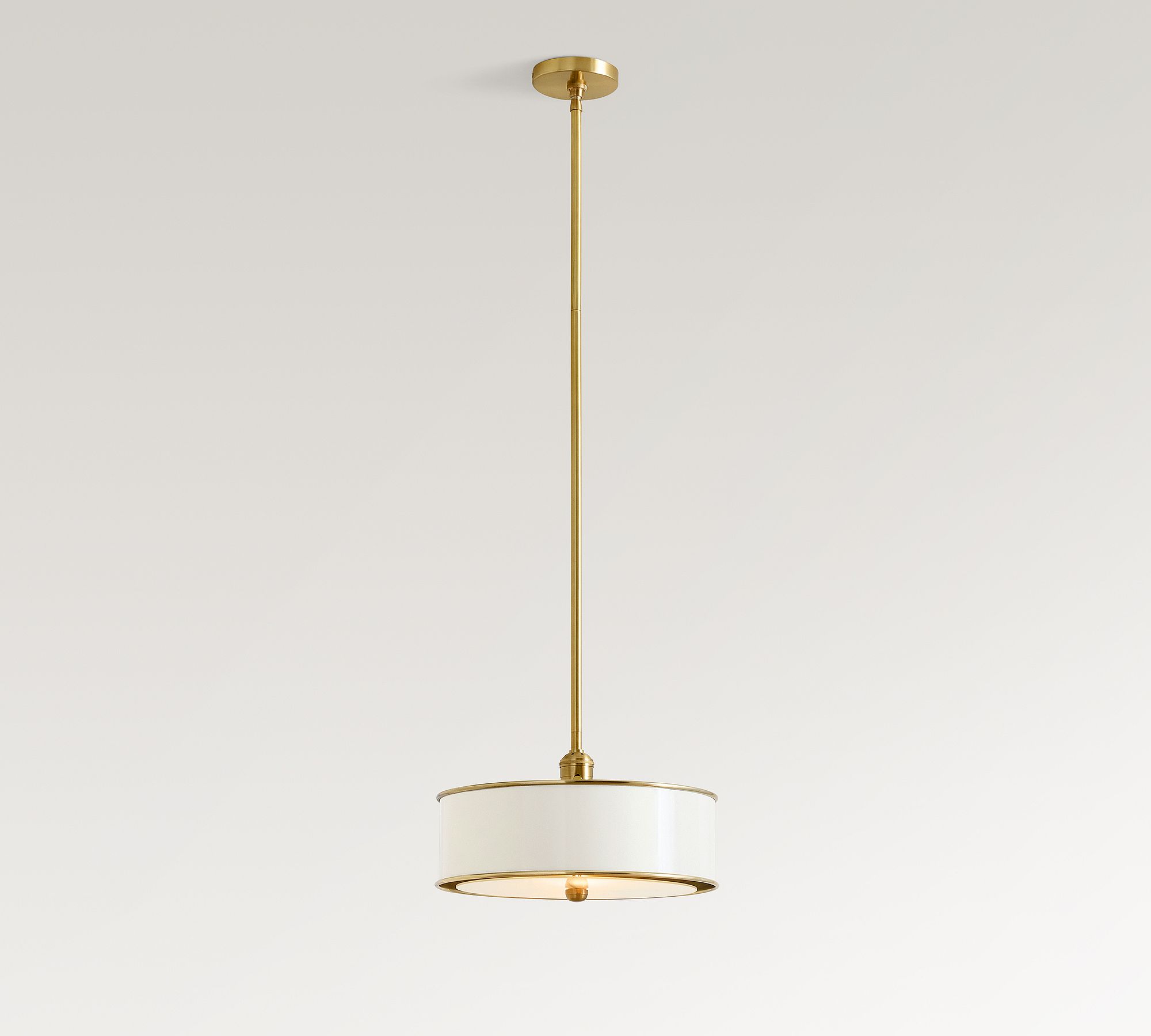 Forvara Rustic Metal Pendant Light - Brass Drum Lamp for Kitchen Island