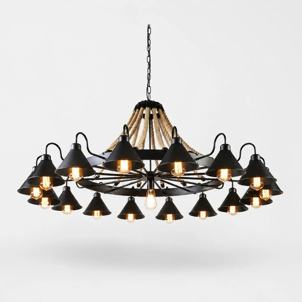 Rustic farmhouse rope chandelier