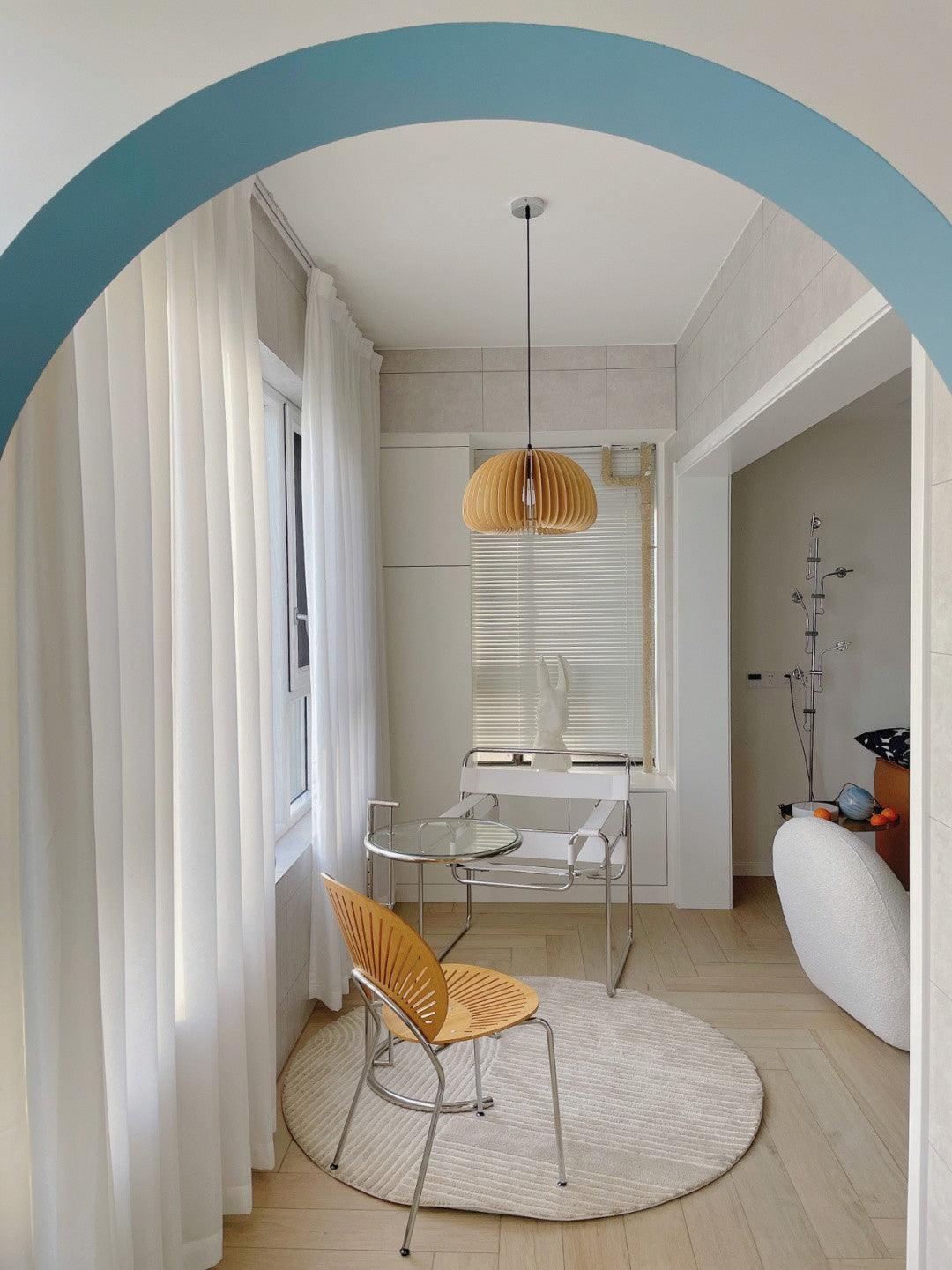 Rounded Wood Slat Swag Pendant Light